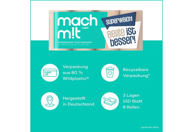 mach m!t mach m!t Toilettenpapier 3-lagig - extra weich (8-St) – Produktbild 2 von 5