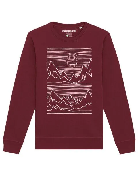 watapparel watapparel Sweatshirt Unisex Mountains, Burgundy, – Produktbild 1 von 4