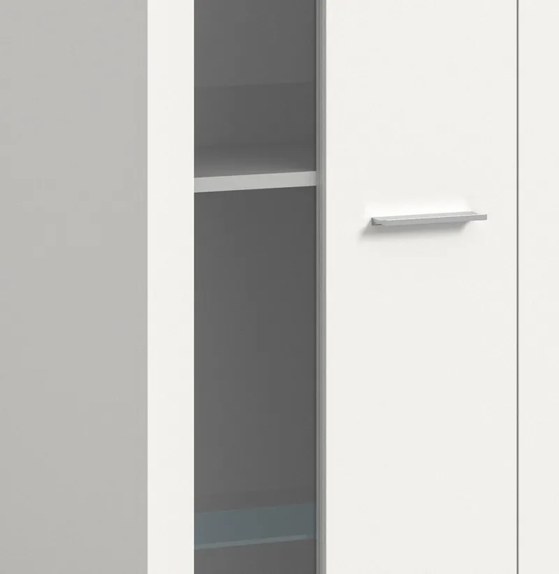 OTTO home Wohnwand AOSTA, Breite 235cm, 3-teilige Wohn-Kombination, (3-St., bestehend aus: Lowboard, Wandboard, Vitrine), Wohnwand, Kombination, Anbauwand, Möbel Set, Schrankwand, Möbel Kombi, Weiß, – Produktbild 4 von 4