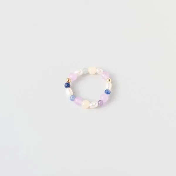 fejn jewelry fejn jewelry Ring 'spring pearl' mit Süsswasserperlen und Halbedelsteinen, Gold, – Produktbild 1 von 2