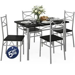 Casaria® Sitzgruppe Paul 5-tlg Schwarz – Produktbild 1 von 1