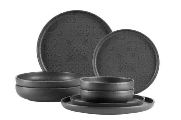Mäser Mäser Kombiservice 8-tlg. "Trad. Tiles" Steinzeug, Schwarz, – Produktbild 3 von 6