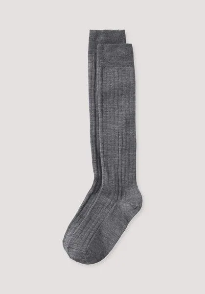 hessnatur hessnatur Kniestrümpfe im 2er-Pack aus Merinowolle mit Bio-Baumwolle, Grau, – Produktbild 1 von 2