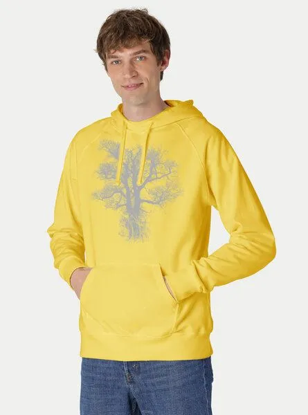 Peaces.bio - handbedruckte Biomode Peaces.bio - handbedruckte Biomode Bio-Herren-Kapuzensweater Chestnut, Gelb, – Produktbild 1 von 4