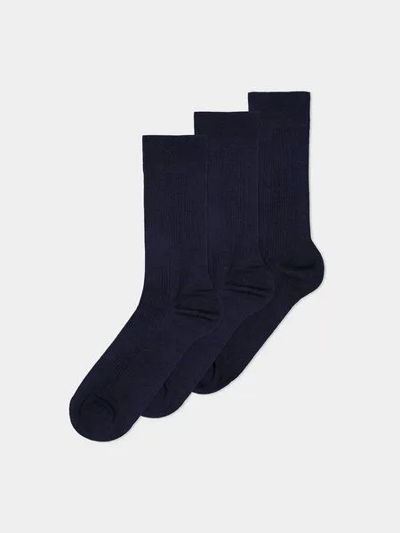 erlich textil erlich textil Casual Cotton Gerippte Socken im 3er Pack aus Bio-Baumwolle, Dunkelblau (blau), – Produktbild 2 von 4