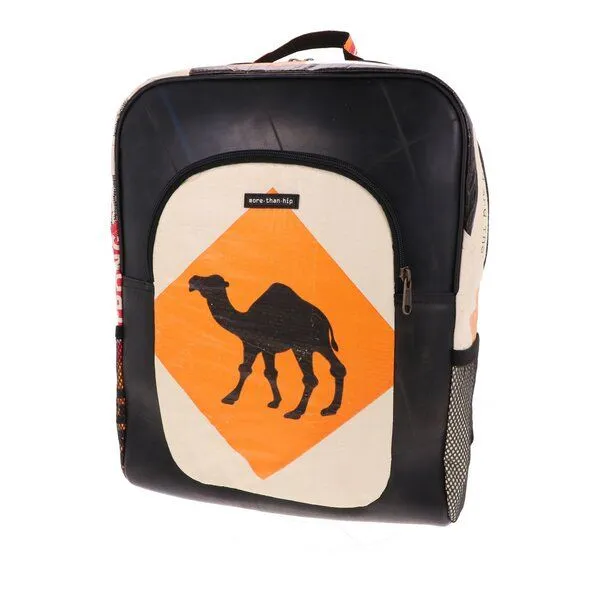 MoreThanHip MoreThanHip Laptop-Rucksack 15,6 Zoll aus recycelten Zementsäcken (Elefant oder Kamel) und Autoschläuchen – Rokha, Orange, – Produktbild 2 von 4