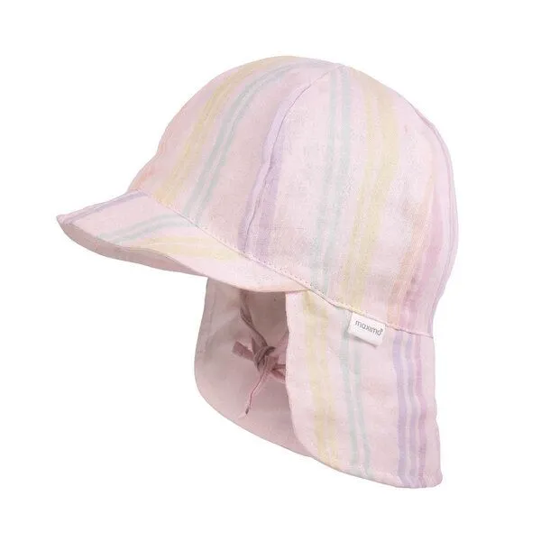 Maximo Maximo Kleinkinder Sonnenmütze Bio Baumwolle mit UV-Schutz 50 Plus, Zartrosa geringelt, – Produktbild 1 von 3
