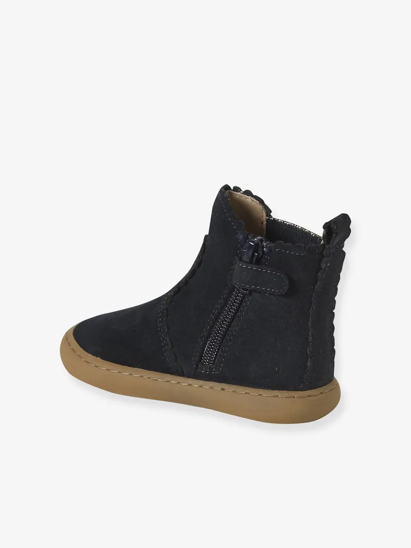 Vertbaudet Vertbaudet Baby Chelsea-Boots aus Leder mit Reißverschluss, Marine, – Produktbild 3 von 4