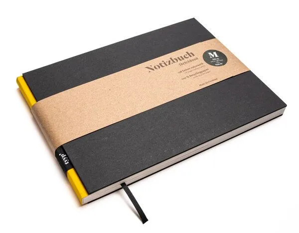 tyyp Skizzenbuch A5 schwarz querformat - perforiert - 100% Recyclingpapier - BerlinBook by tyyp, Gelb, – Produktbild 1 von 4