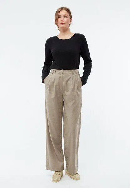 Givn Berlin Givn Berlin Hose GBLIZ aus Wolle mit weitem Bein, Light beige, – Produktbild 1 von 4