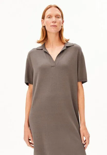 ARMEDANGELS ARMEDANGELS FINE POLO Damen Strickkleid aus Bio-Baumwoll Mix, Walnut cream, – Produktbild 1 von 4