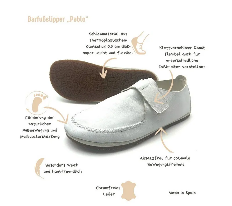 Pololo Pololo Barfuß Slipper Pablo, Barfußschuh aus natürlich gegerbtem Leder, Schwarz, – Produktbild 4 von 5