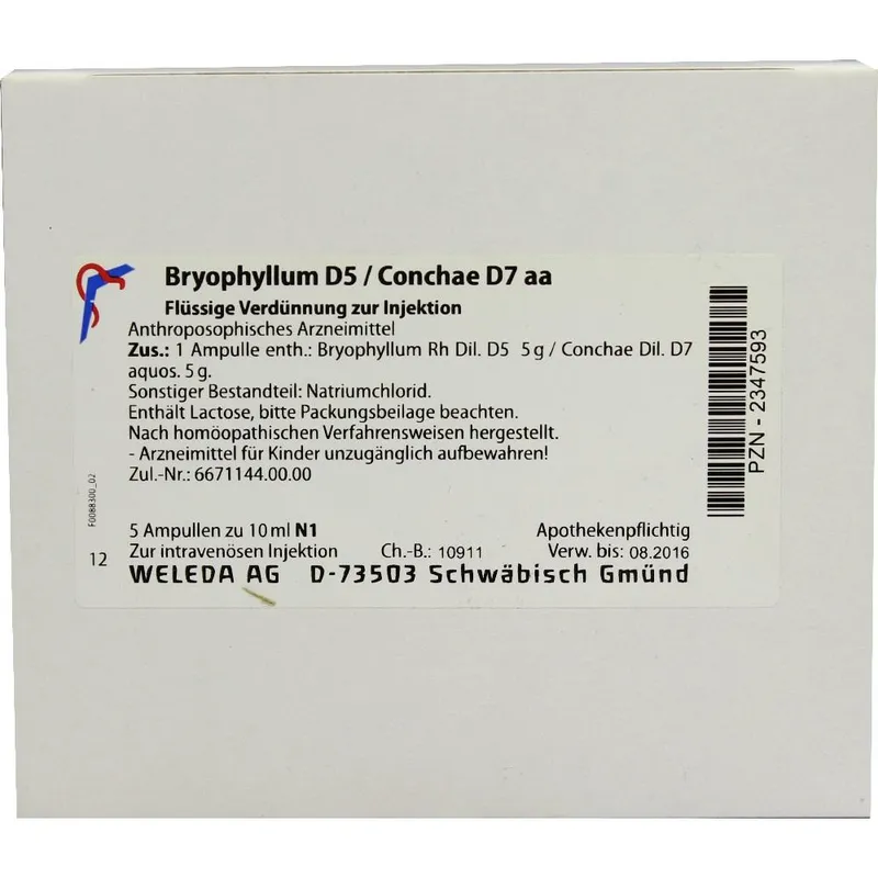 Weleda WELEDA BRYOPHYLLUM D 5/Conchae D 7 Ampullen 5X10 ml Ampullen – Produktbild 1 von 1