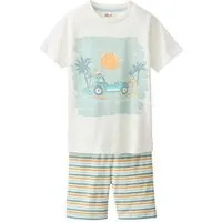 People Wear Organic People Wear Organic Pyjama kurz, weiß bedruckt, "Beachscooter", Bio-Baumwolle – Produktbild 1 von 1