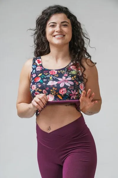 YogiLiebe YogiLiebe Yoga double wende Bra "Pushpa" aus Bio-Baumwolle, Blau-flower, – Produktbild 3 von 4