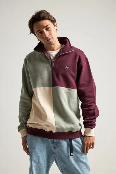 Trendsplant Trendsplant Color Block Quarter Zip Sweatshirt Iron Veil, Bunt, – Produktbild 1 von 4