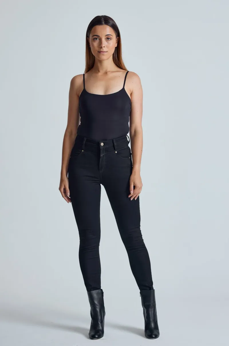 Flax and Loom High Waist Skinny Jeans Modell: Nina, Ebony, – Produktbild 1 von 1