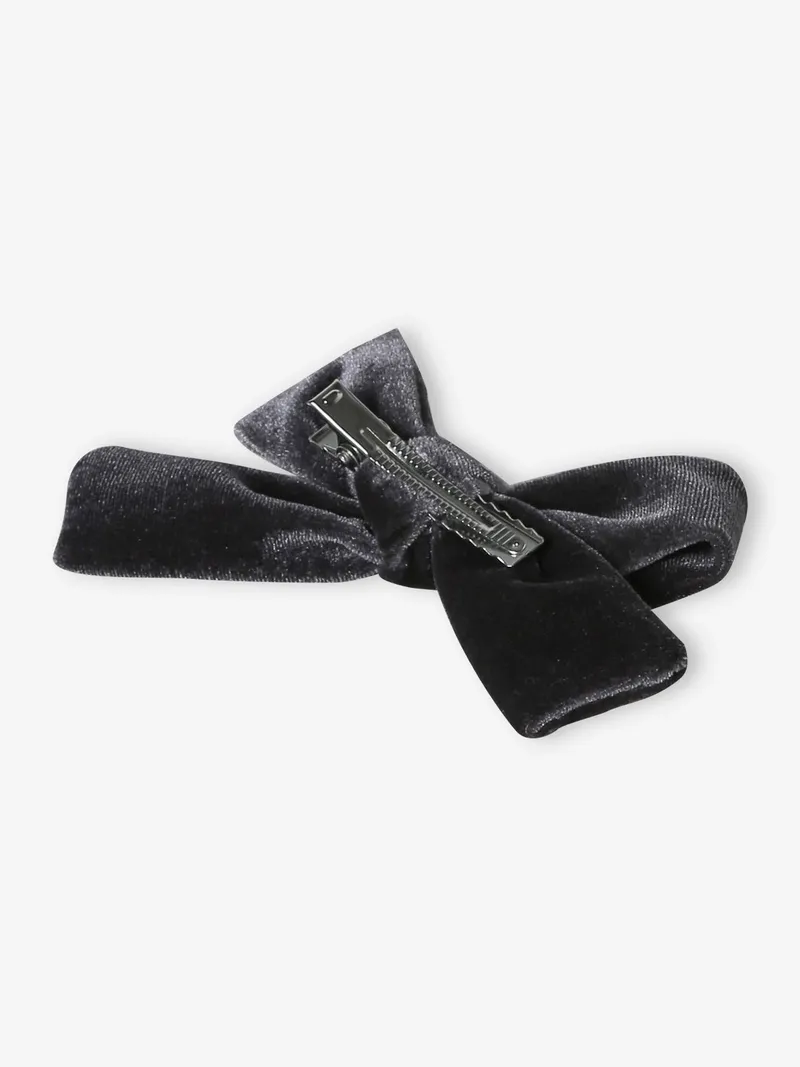 Vertbaudet Mädchen Accessoires: Haarreif & Haarspange aus Samt, Anthrazit, – Produktbild 3 von 4