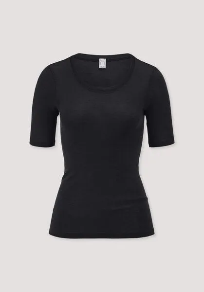 hessnatur hessnatur T-Shirt PURE FUNCTION aus Bio-Merinowolle mit Seide, Schwarz, – Produktbild 4 von 4
