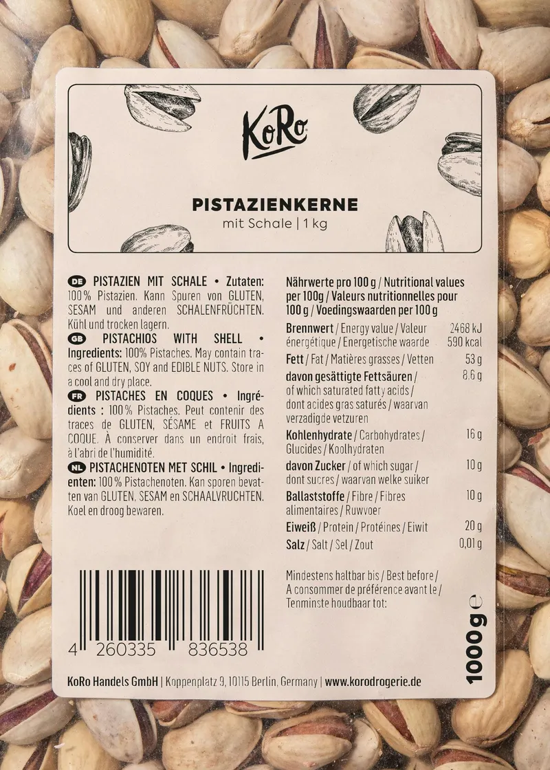 KoRo Pistazienkerne mit Schale 1 kg – Produktbild 4 von 5