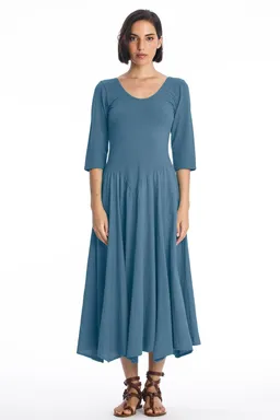 RAVENS VIEW IBIZA RAVENS VIEW IBIZA Damen vegan Midikleid Look Blau – Produktbild 1 von 1