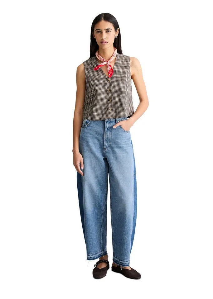 Marc O'Polo DENIM Kurzweste aus Organic Cotton-Leinen-Mix, Braun, – Produktbild 5 von 5