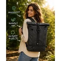 UNRAT REAL OCEAN PLASTIC UNRAT REAL OCEAN PLASTIC UNRAT ROLLTOP BACKPACK, Schwarz, – Produktbild 1 von 1