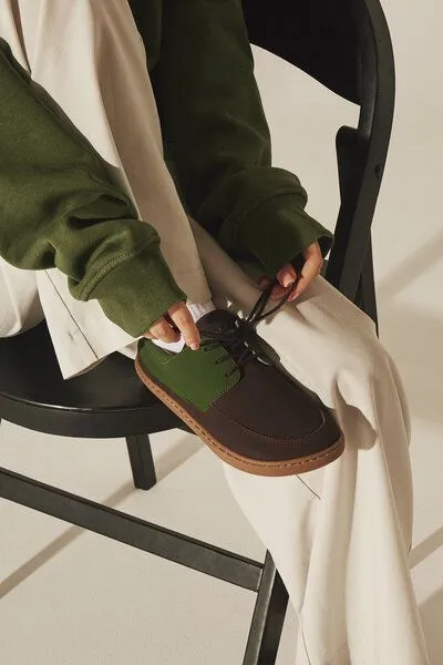 AGAZI AGAZI Bare 3 – vegane Barfußschuhe aus pflanzlichem Leder, Braun-grün, – Produktbild 1 von 2