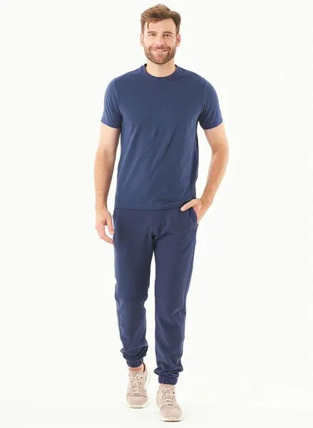 ORGANICATION ORGANICATION ESSENTIALS - PARSSA - Soft Touch Sweathose aus Bio-Baumwolle, Blau(navy), – Produktbild 2 von 3