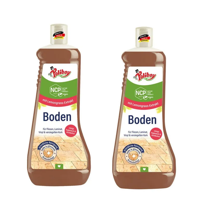 poliboy NCP Bodenreiniger 2er Set - je 1 Liter - für alle wischbaren Böden Fussbodenreiniger (zur regelmäßigen Reinigung - Grapefruit-Duft - Made in Germany) – Produktbild 2 von 5