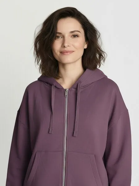 GreenBomb GREENBOMB Basic Vale - Lässige Sweatjacke aus Bio-Baumwolle / GOTS / Fair & Vegan, Lila (moorberry), – Produktbild 2 von 4