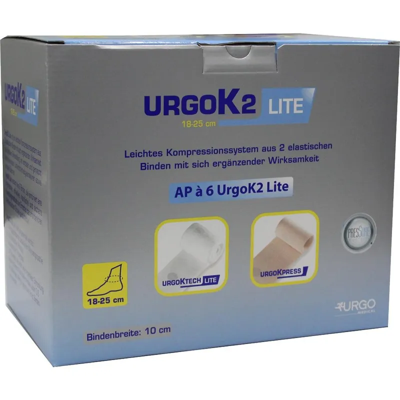 Urgo URGOK2 Lite Kompr.Syst.10cm Knöchelumf.18-25cm 6 St Binden – Produktbild 1 von 1