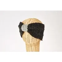 short'n'pietz short'n'pietz Schurwollstirnband zweifarbig mit Knoten, handgestrickt, Anthrazit hellgrau, – Produktbild 1 von 1