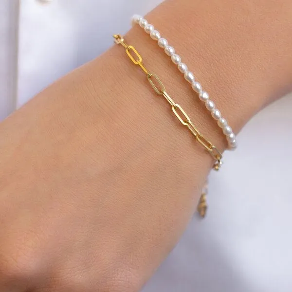 Paeoni Colors Paeoni Colors Klassisches Perlenarmband aus Süßwasserperlen und 18k Gold Vermeil, 925 Sterling Silber – Produktbild 2 von 4