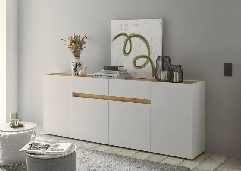 Home affaire Sideboard City/Giron, moderner Schrank, Kommode, Stauraumschrank, zeitlos, modern, ausreichend Stauraum, vielseitig einsetzbar, Weiß, – Produktbild 1 von 5
