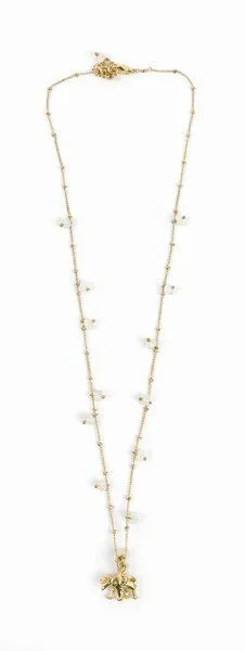 El Puente El Puente Halskette "Beaded Elephant", Gold,weiß, – Produktbild 2 von 2