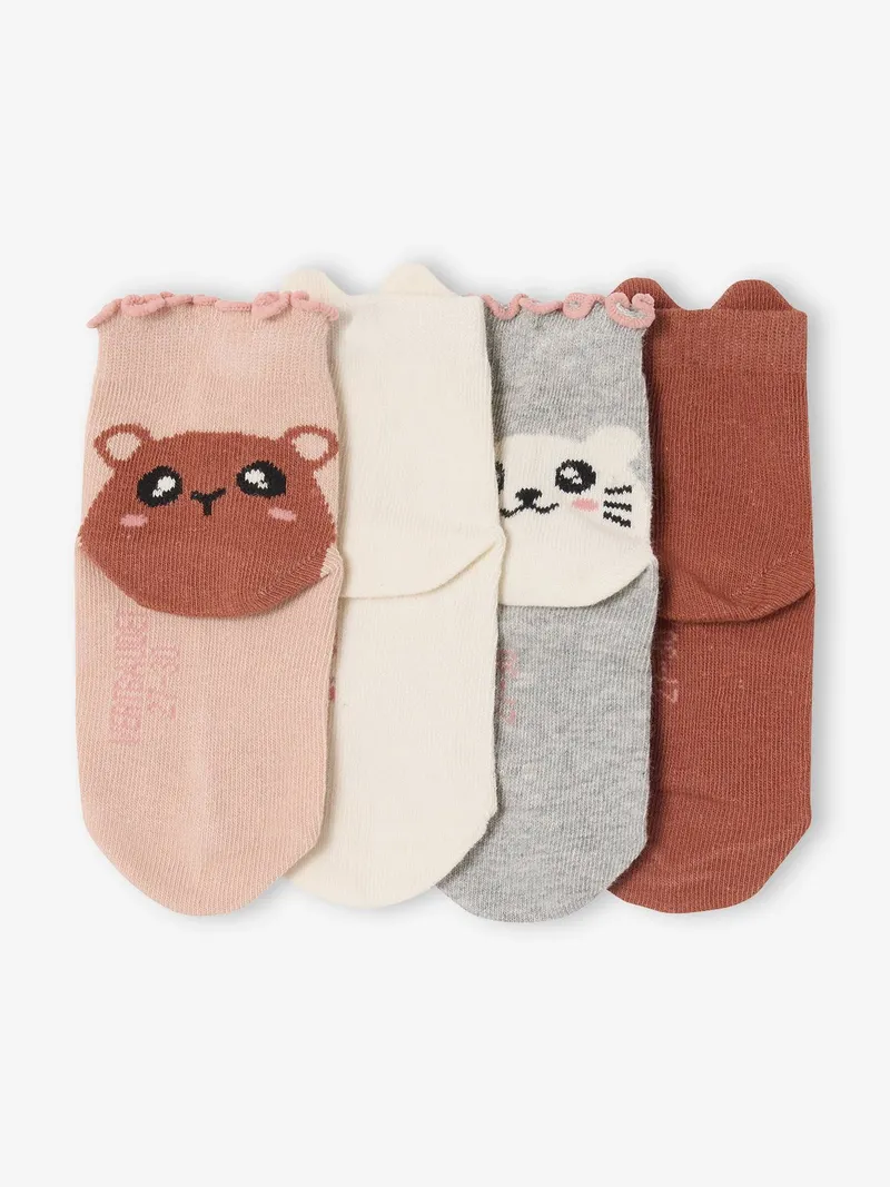 Vertbaudet 4er-Pack Socken mit Tiermotiv, Altrosa, – Produktbild 2 von 3