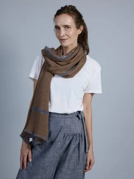 Susan's Fashion Susan's Fashion Merinowollschal Sue mit Karostreifen, Braun, – Produktbild 2 von 4