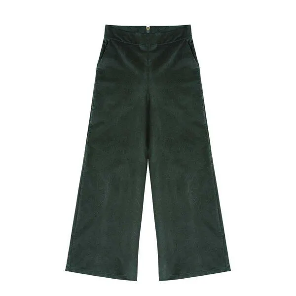 WiDDA berlin WiDDA berlin GLEN weite Cordhose im Marlene-Stil aus Bio-Baumwolle, Deep sea (dunkelgrün), – Produktbild 1 von 3