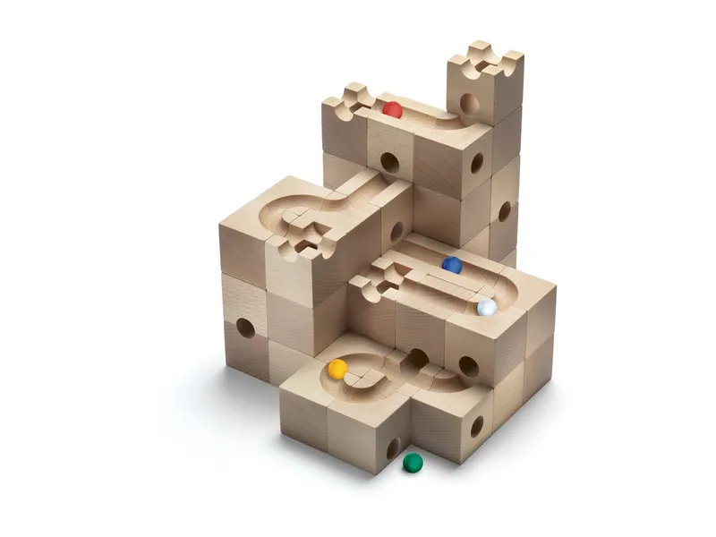 CUBORO CUBORO Kugelbahn aus unbehandeltem Buchenholz Standard 50 Maße: 5 x 5 x 5 cm, Natur, – Produktbild 1 von 2