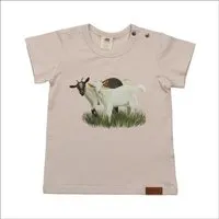 Walkiddy Kinder T-Shirt GOTS zertifiziert – Creme mit Ziegenmotiv, Kurzarm, weich & bequem | von Walkiddy – Produktbild 1 von 1