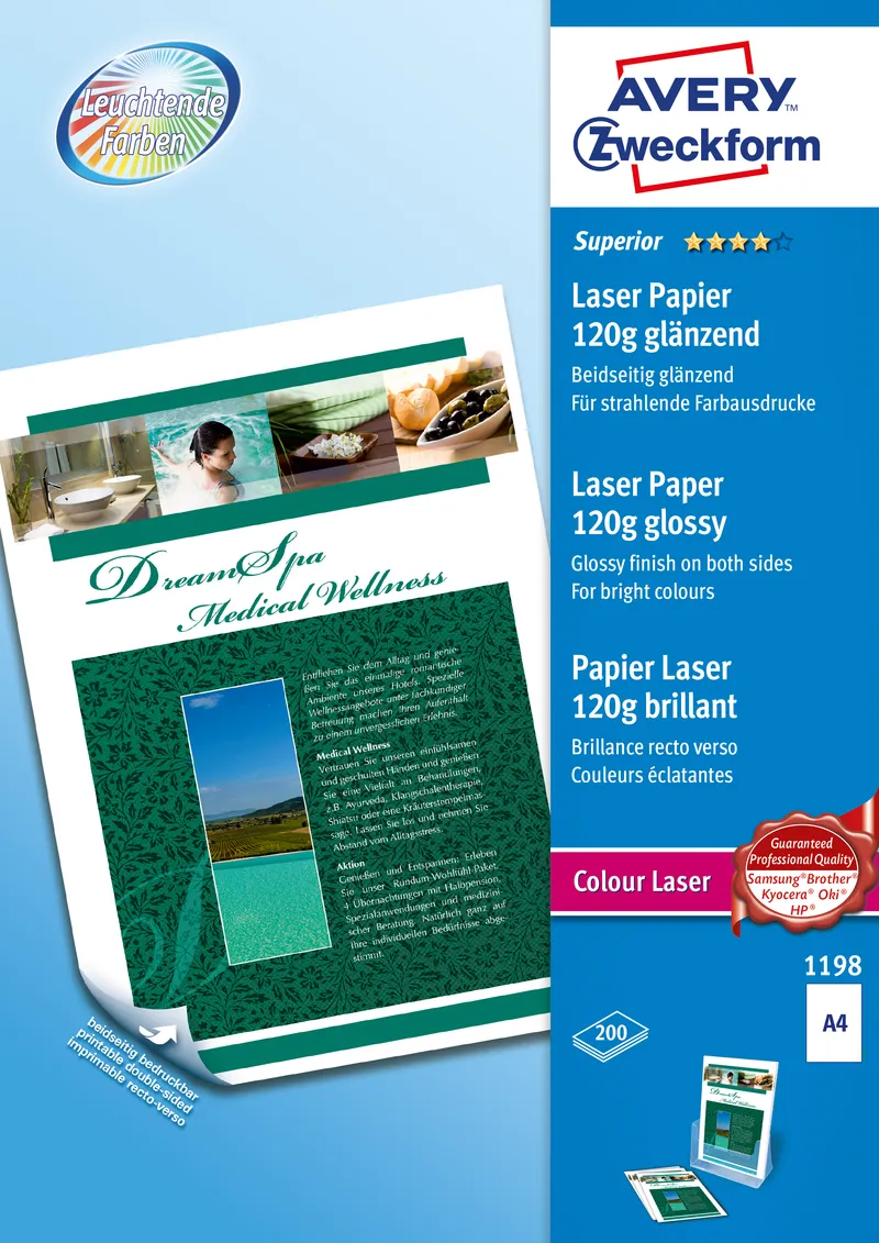 Avery Zweckform Avery Zweckform 200 Blatt CLP-Papier 120g glänzend – Produktbild 1 von 2