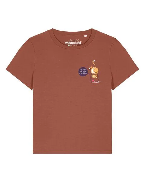 watapparel watapparel T-Shirt Frauen Funny Cat, Heritage brown, – Produktbild 1 von 2