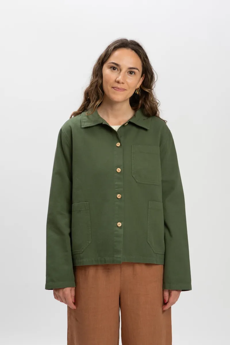 MATONA MATONA Damen vegan Jacke Twill Klassisch Artischockengrün, Dunkelgrün, – Produktbild 2 von 2