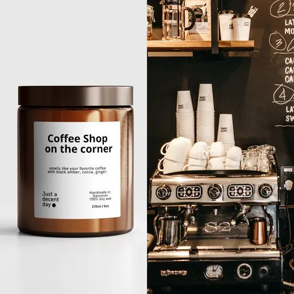 Just a decent day Just a decent day Coffee shop on the corner - Duftkerze - Handmade - Sojawachs – Produktbild 2 von 4
