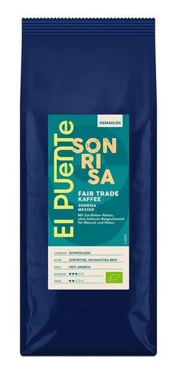 El Puente El Puente Sonrisa - Bio-Kaffee gemahlen 500 g | Fair Trade | Bio-zertifiziert | Vegan | Glutenfrei – Produktbild 1 von 1