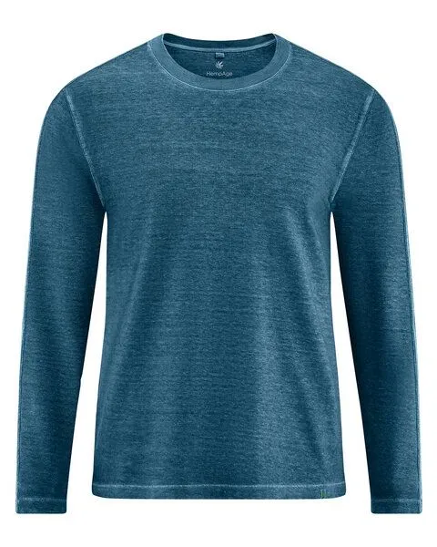 HempAge HempAge Herren Langarmshirt Hanf/Biobaumwolle Casual Fit, Reef (blau), – Produktbild 2 von 4