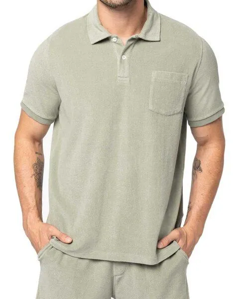 YTWOO YTWOO Herren Polohemd aus weichem Bio-Terrystoff - Made in Portugal, Graugrün, – Produktbild 1 von 4