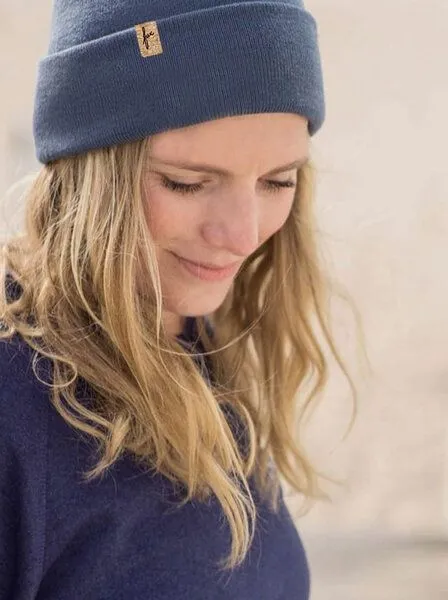 FUXBAU FUXBAU Merino Kork Beanie, Nachtblau, – Produktbild 2 von 4