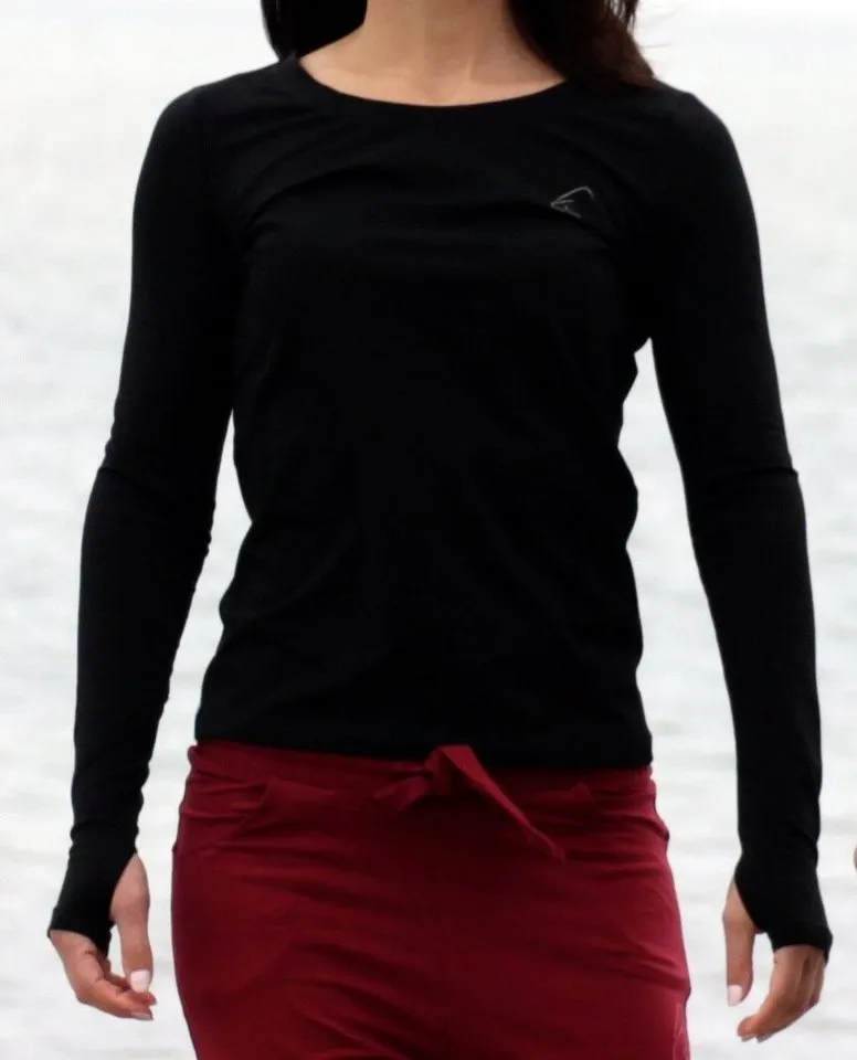 ESPARTO ESPARTO Yogashirt Langarmshirt Vicitra Ärmel mt Daumenloch, Schwarz, – Produktbild 1 von 3